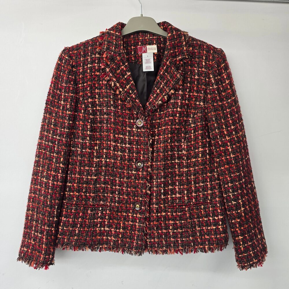 Vintage JM Collection Red Tweed Blazer Size 8